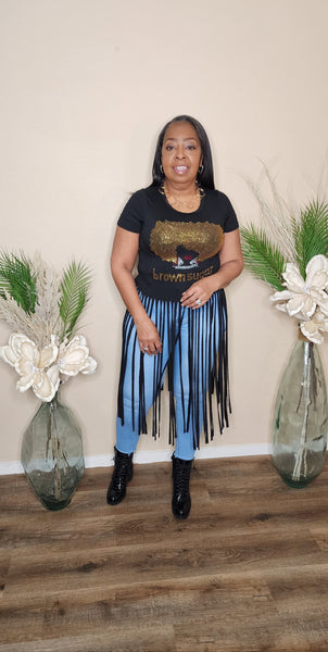 Brown Sugar Fringe Top