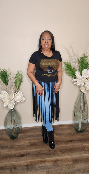 Brown Sugar Fringe Top